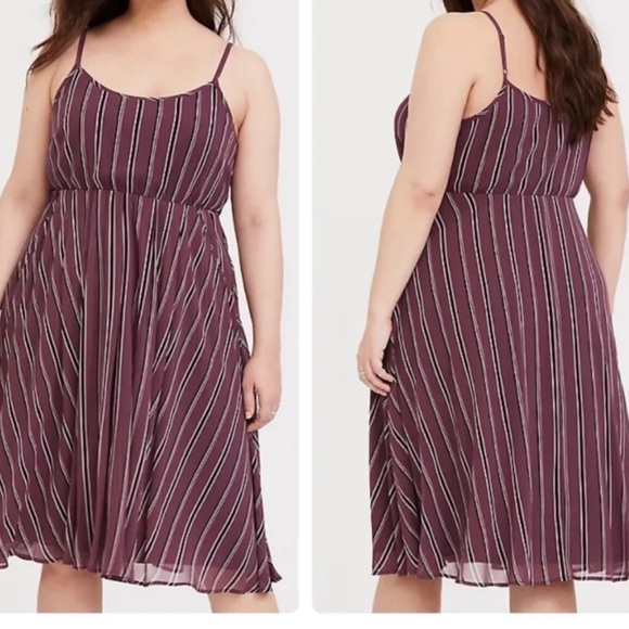 torrid Dresses & Skirts - Torrid Midi Chiffon Striped Dress